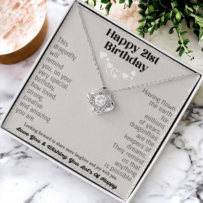 21St Birthday Dragonfly Necklace Gift Happy 21St Birthday Gifts For Her Best Friend Daughter Sister Niece Auntie Necklace Happy 21 Birthday Birthday Ne Love Knot Necklace