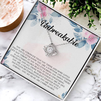 Encouragement Gift Strength Gift Warrior Gift Survivor Gift J Love Knot Necklace