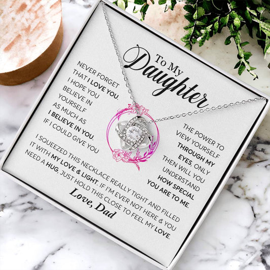 Daughter - Never Forget That I Love You - Necklace Love Knot Necklace