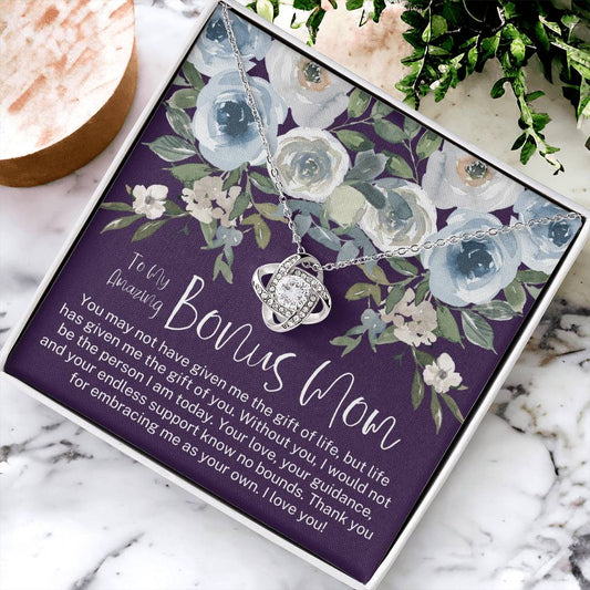 Bonus Mom Necklace Mothers Day Gift Daughter To Mom Gift Bonus Mom Step Mom Gift Present For Stepmom On Mothers Day Stepmom Necklace Love Knot Necklace