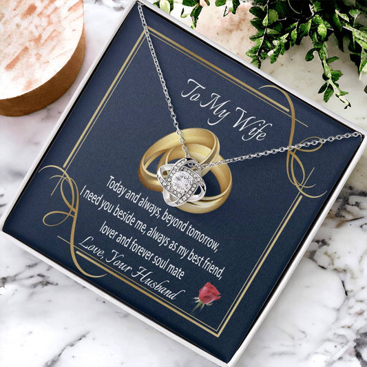 To My Wife Gift Necklace Message Card Necklace For Wife Gift Necklace To Wife From Husband Wife Anniversary Gift Wife Birthday Gift Ne Love Knot Necklace