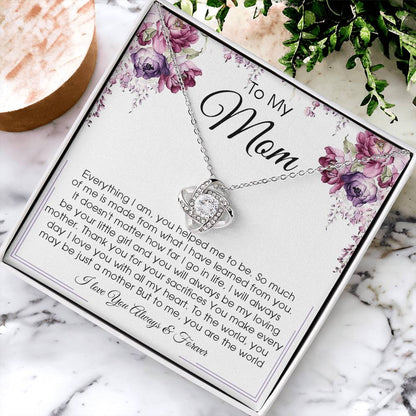 Gift For Mom From Daughter Or Son To My Mom Necklace Mother's Day Gift Mom Birthday Unique Message Card Gift Love Knot Necklace