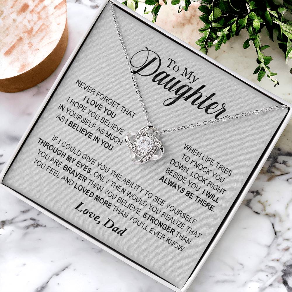 Daughter - Loved More Than You'll Ever Know - Ne Love Knot Necklace