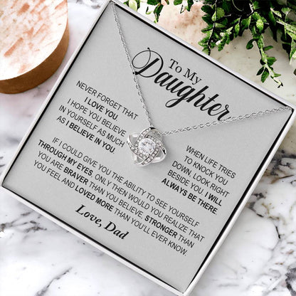 Daughter - Loved More Than You'll Ever Know - Ne Love Knot Necklace