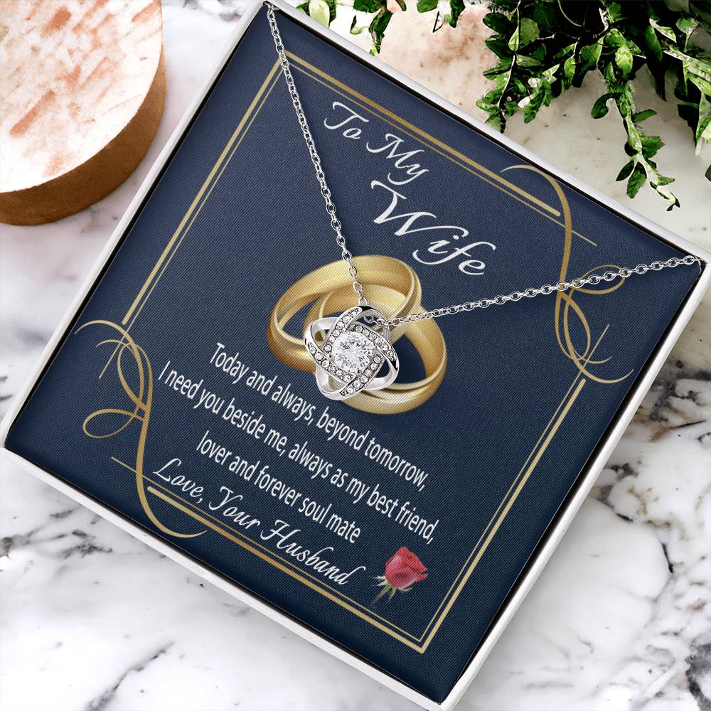 To My Wife Gift Necklace Message Card Necklace To Wife From Husband Anniversary Gift For Wife Birthday Gift Necklace Fo Love Knot Necklace