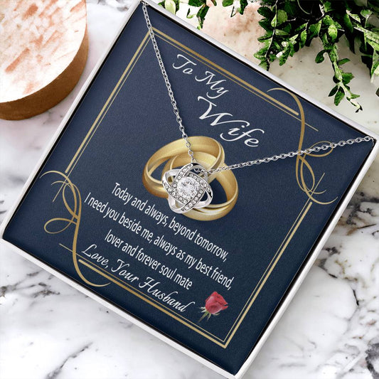 To My Wife Gift Necklace Message Card Necklace To Wife From Husband Anniversary Gift For Wife Birthday Gift Necklace Fo Love Knot Necklace
