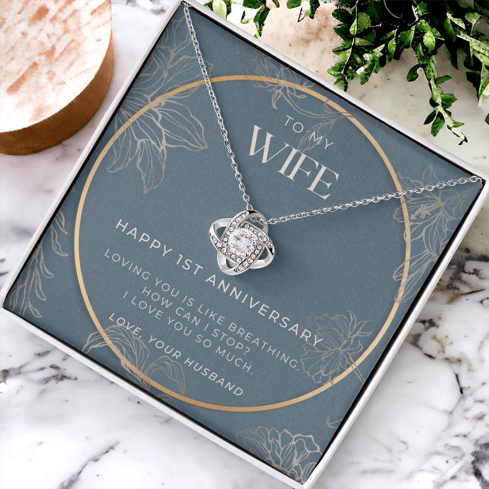 1 Year Anniversary Gift For Wife  1 Year Anniversary Gifts  1 Year Wedding Anniversary Gift Ideas  1St Wedding Anniversary Gift F(12) Love Knot Necklace