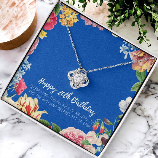 20Th Birthday Gifts For Women  Necklace For Her  2 Decade Jewelry  20 Years Old  20Th Birthday Gift Necklace  Jewelry Gift F Love Knot Necklace