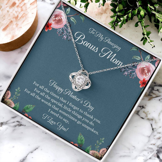 Bonus Mom Necklace Mothers Day Gift Daughter To Mom Gift Bonus Mom Step Mom Gift Present For Stepmom On Mothers Day Stepmom Necklace 1 Love Knot Necklace