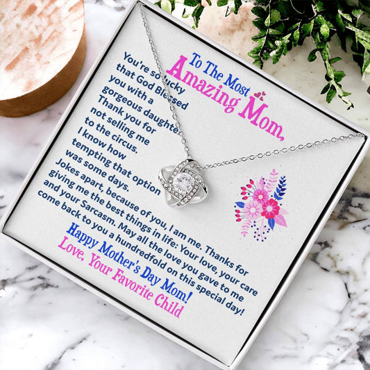 Gift For Amazing Mom Love Knot Necklace