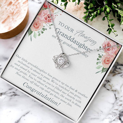 To Our Amazing Granddaughter Congrats On Her Graduation Graduation Gift Gift From Grandma & Grandpa For Granddaughter Love Knot Necklace