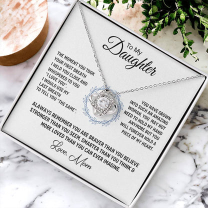 14K White Gold To My Beautiful Daughter - Love Knot Necklace