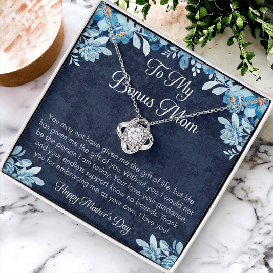 Bonus Mom Necklace Mothers Day Gift Daughterson To Mom Gift Unique Bonus Mom Gift Step Mom Gift Stepmom Gift On Mothers Day Love Knot Necklace