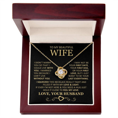Unique Gift for Wife I Can't Live Without You Knot Necklace Love Knot Necklace