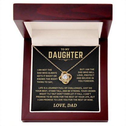 Gift For Daughter From Dad, Crown Might Tilt But Don't Ever Let It Fall Love Knot Necklace
