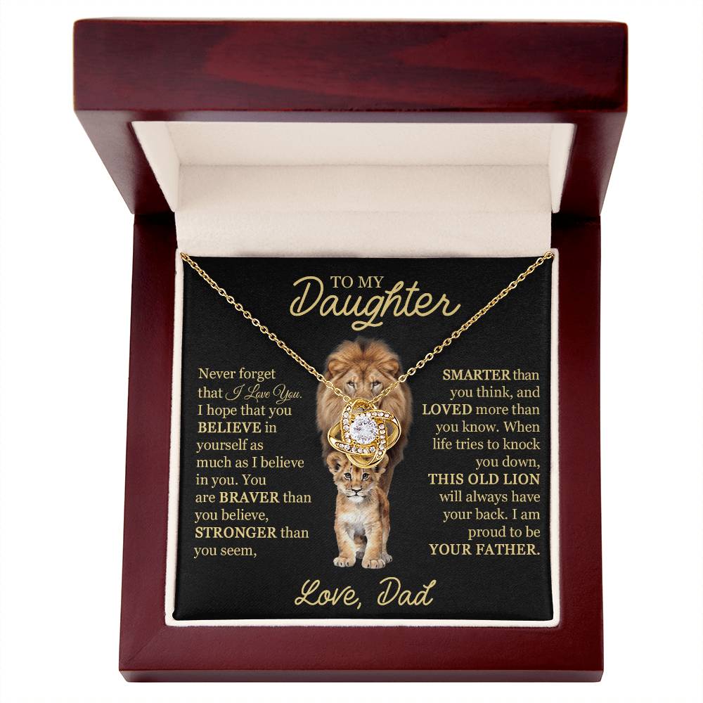 Beautiful Gift For Daughter From Dad This Old Lion Necklace Love Knot Necklace