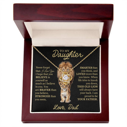 Beautiful Gift For Daughter From Dad This Old Lion Necklace Love Knot Necklace