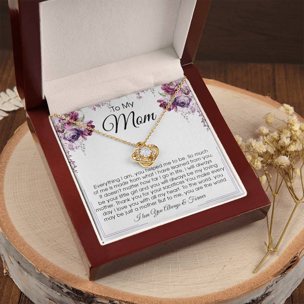 Gift For Mom From Daughter Or Son To My Mom Necklace Mother's Day Gift Mom Birthday Unique Message Card Gift Love Knot Necklace