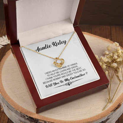 Customize Will You Be My Godmother Necklace For Godmother Godmother Proposal Gift Godmother Love Knot Necklace