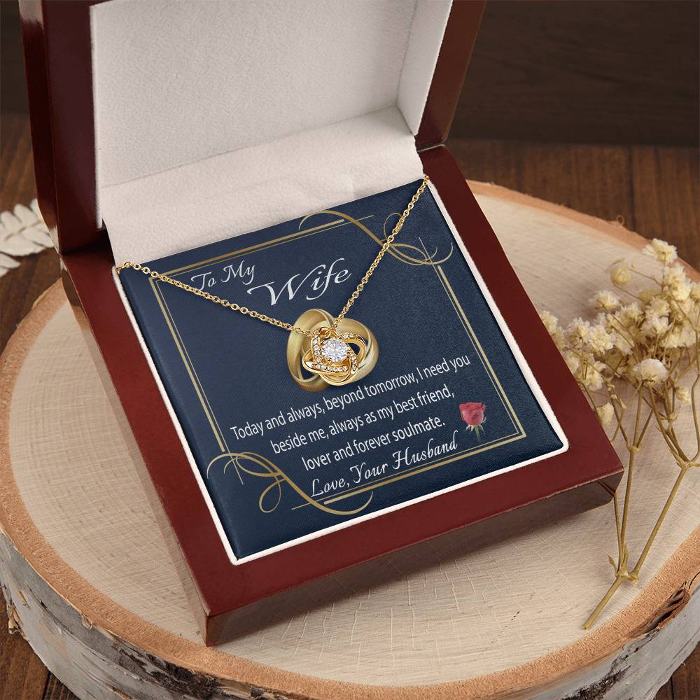 To My Wife Necklace With Message Card I Love You Necklace For Wife Anniversary Gift For Her Wife Birthday Gift Necklace Love Knot Necklace