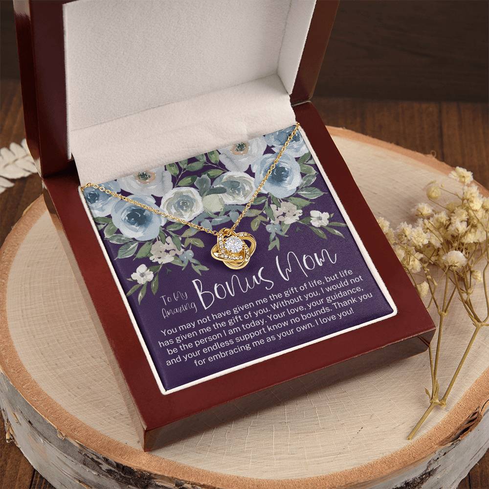 Bonus Mom Necklace Mothers Day Gift Daughter To Mom Gift Bonus Mom Step Mom Gift Present For Stepmom On Mothers Day Stepmom Necklace Love Knot Necklace