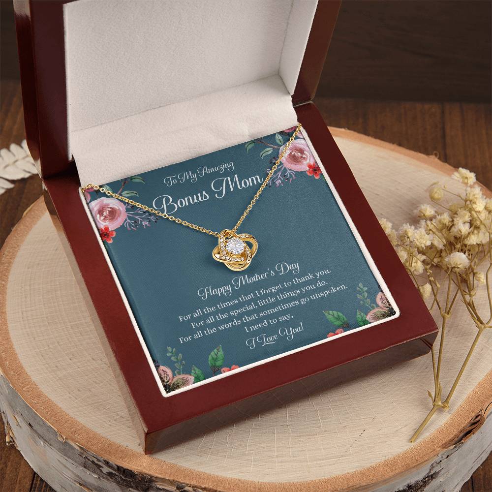 Bonus Mom Necklace Mothers Day Gift Daughter To Mom Gift Bonus Mom Step Mom Gift Present For Stepmom On Mothers Day Stepmom Necklace 1 Love Knot Necklace
