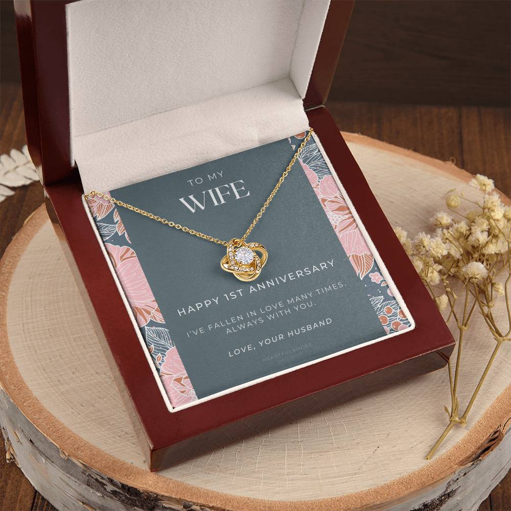 1 Year Anniversary Gift For Wife  1 Year Anniversary Gifts  1 Year Wedding Anniversary Gift Ideas  1St Wedding Anniversary Gift F(9) Love Knot Necklace