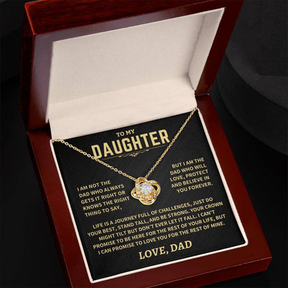 Gift For Daughter From Dad, Crown Might Tilt But Don't Ever Let It Fall Love Knot Necklace