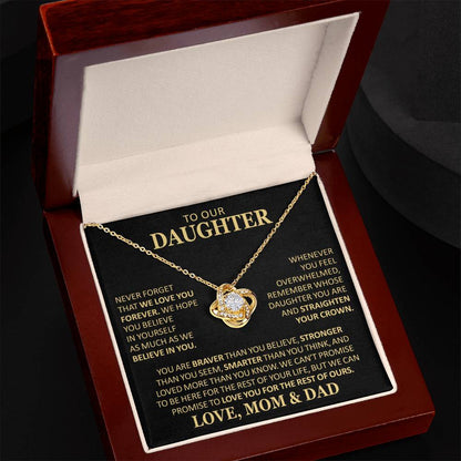 Beautiful Gift For Daughter From Mom And Dad Never Forget That We Love You Necklace Love Knot Necklace