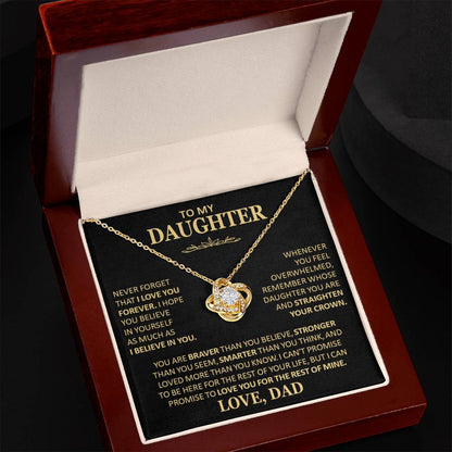 Beautiful Gift for Daughter From Dad Never Forget That I Love You Necklace Love Knot Necklace