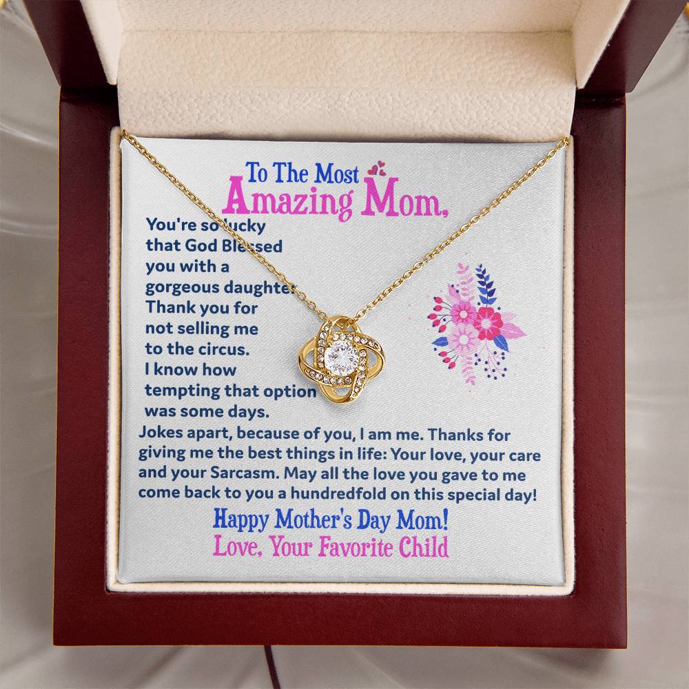 Gift For Amazing Mom Love Knot Necklace