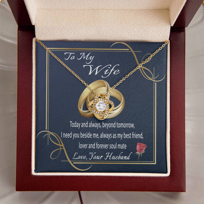 To My Wife Gift Necklace Message Card Necklace To Wife From Husband Anniversary Gift For Wife Birthday Gift Necklace Fo Love Knot Necklace