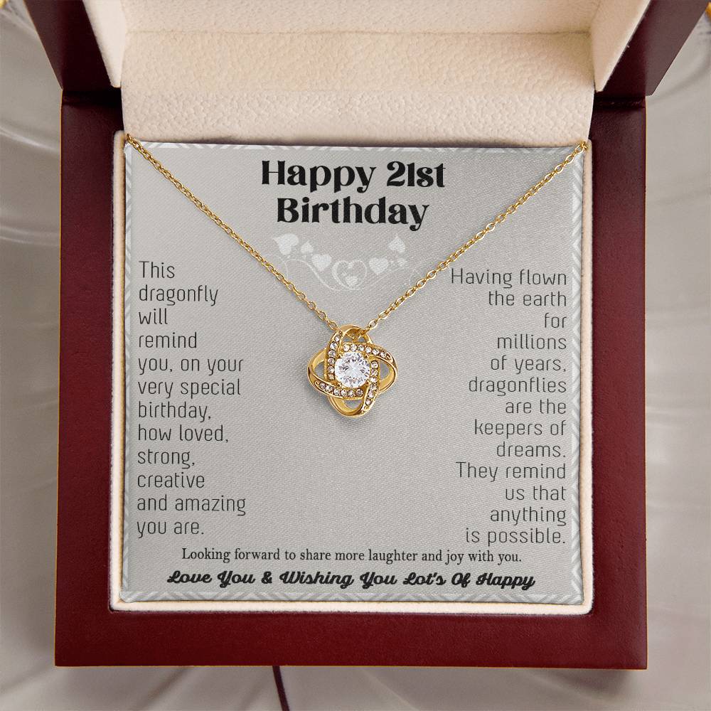 21St Birthday Dragonfly Necklace Gift Happy 21St Birthday Gifts For Her Best Friend Daughter Sister Niece Auntie Necklace Happy 21 Birthday Birthday Ne Love Knot Necklace