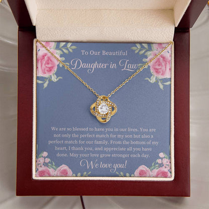 Daughter In Law Gift Beautiful Daughter In Law Necklace Gift Daughter In Law Birthday Gift Gift From Mom In Law To Daughter In Law Love Knot Necklace