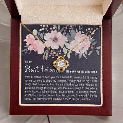 Gift For Best Friend 45Th Birthday 45Th Birthday Gift For Her Meaningful Best Friend 45Th Birthday Necklace Unique Gifts 45Th Bi Love Knot Necklace