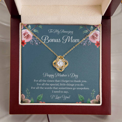 Bonus Mom Necklace Mothers Day Gift Daughter To Mom Gift Bonus Mom Step Mom Gift Present For Stepmom On Mothers Day Stepmom Necklace 1 Love Knot Necklace