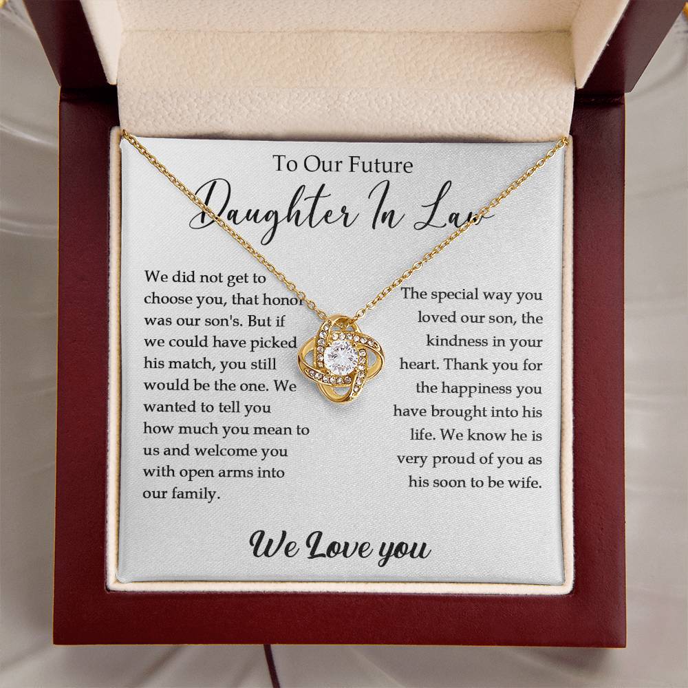 To Our Future Daughter-In-Law Gift Daughter In Law Necklace Gift For Her Wedding Customize Gift Engagemen Love Knot Necklace