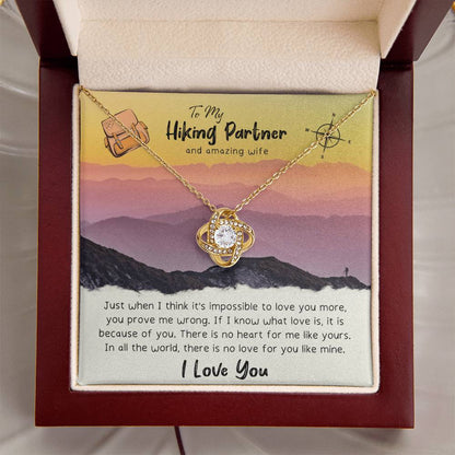 To My Wife Gift Necklace To My Hiking Partner And Amazing Wife Anniversary Gift For Wife Birthday Gift To Wife From H Love Knot Necklace