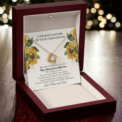 To Our Daughter Graduation Necklace Graduation Gift For Daughter From Mom & Dad Love Knot Necklace