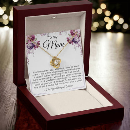Gift For Mom From Daughter Or Son To My Mom Necklace Mother's Day Gift Mom Birthday Unique Message Card Gift Love Knot Necklace