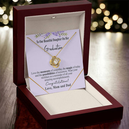 Class Of 2022 Graduation Gift Necklace To Our Beautiful Daughter On Her Graduation To Daughter Gift From Mom And Dad High School Graduation College Grad Love Knot Necklace