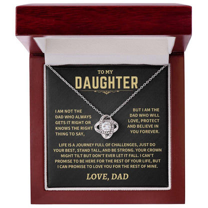 Gift For Daughter From Dad, Crown Might Tilt But Don't Ever Let It Fall Love Knot Necklace