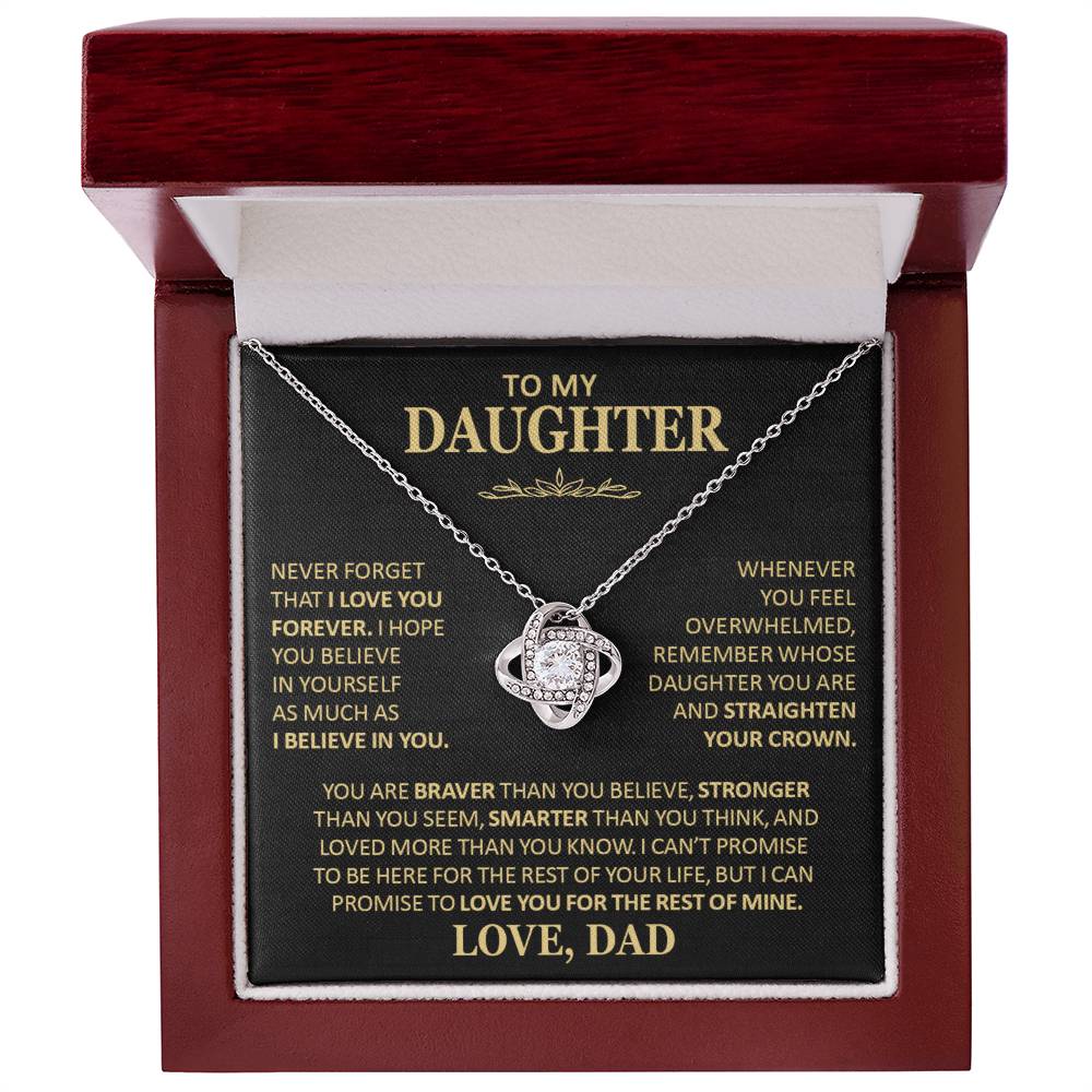 Beautiful Gift for Daughter From Dad Never Forget That I Love You Necklace Love Knot Necklace