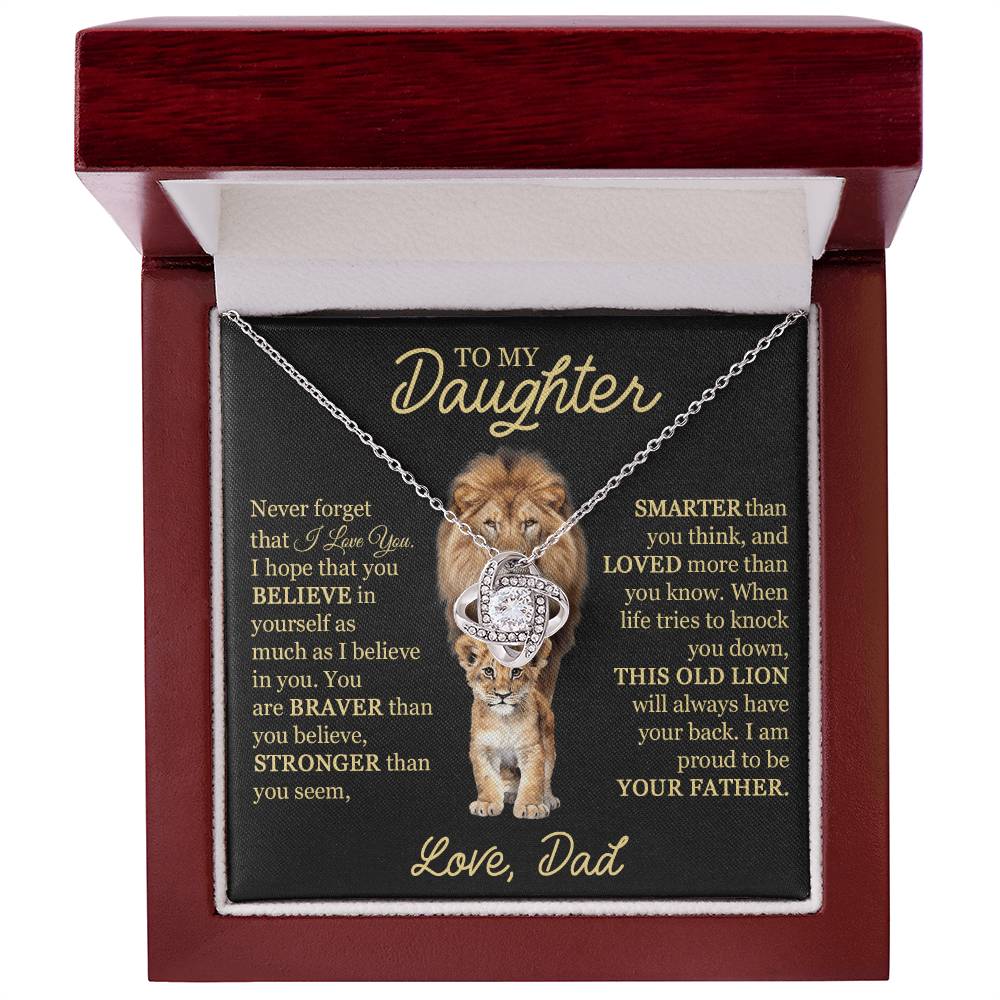 Beautiful Gift For Daughter From Dad This Old Lion Necklace Love Knot Necklace