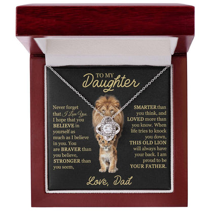 Beautiful Gift For Daughter From Dad This Old Lion Necklace Love Knot Necklace