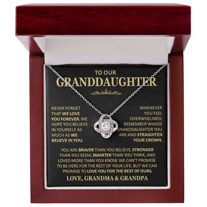 Beautiful Gift for Granddaughter From Grandma and Grandpa Never Forget That We Love You Necklace Love Knot Necklace