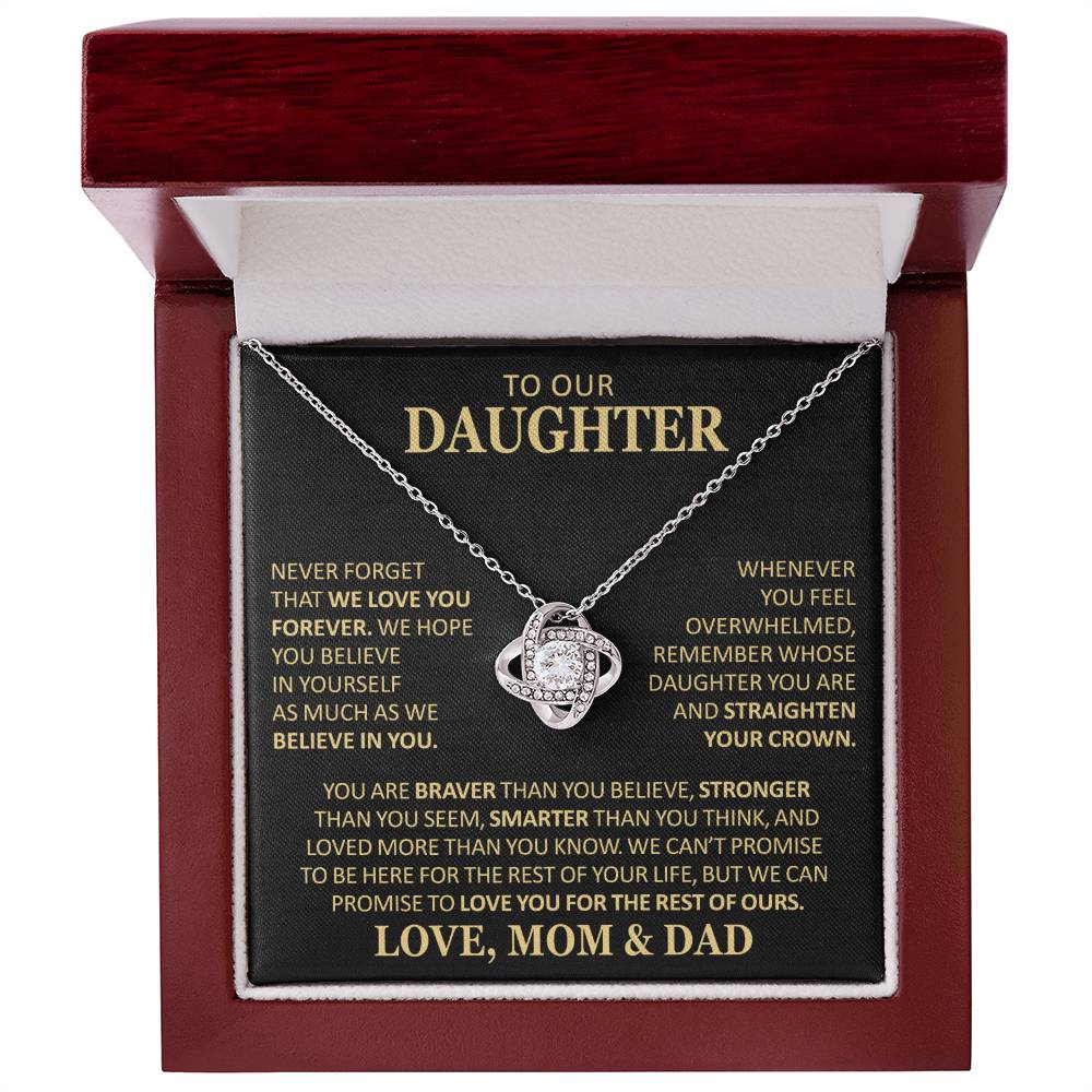 Beautiful Gift For Daughter From Mom And Dad Never Forget That We Love You Necklace Love Knot Necklace