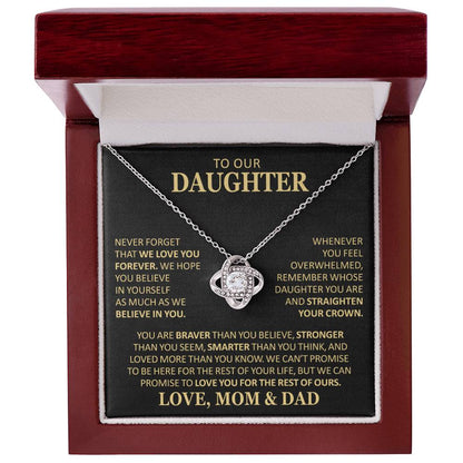 Beautiful Gift For Daughter From Mom And Dad Never Forget That We Love You Necklace Love Knot Necklace