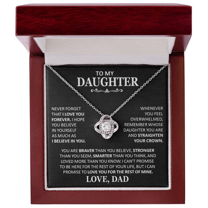 Unique Gift For Daughter From Dad Never Forget That I Love You Necklace Love Knot Necklace