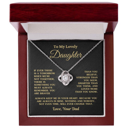 Gift For Daughter Always Keep Me In Your Heart Love Dad Necklace Love Knot Necklace
